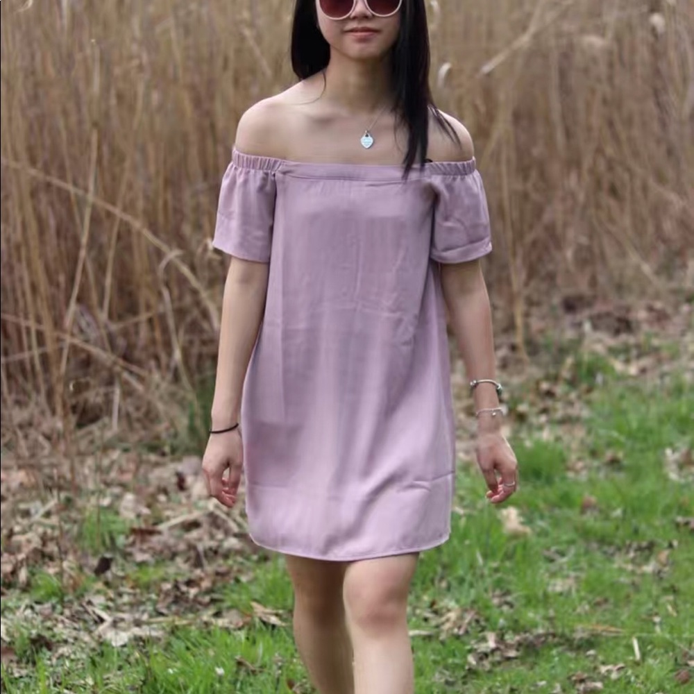 Silk Off the Shoulder Slip Dress